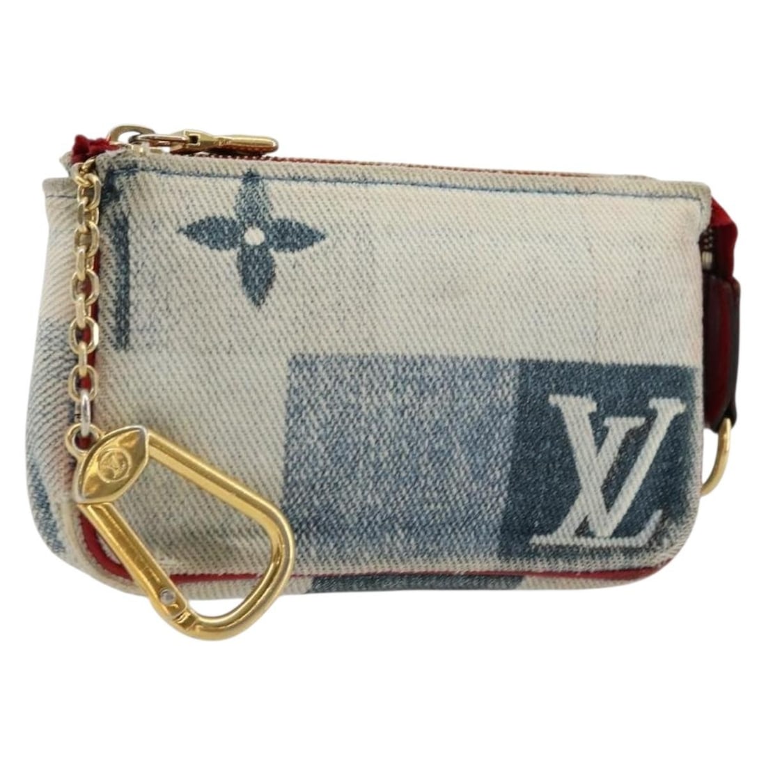 Louis Vuitton Blue Monogram Denim Pochette Accessory Pouch M68760: Louis Vuitton Blue Monogram Denim Pochette Accessory Pouch M68760 This Louis Vuitton Monogram Denim Mini Pochette Accessoires in blue is crafted from monogram denim canvas and made in France. Designed