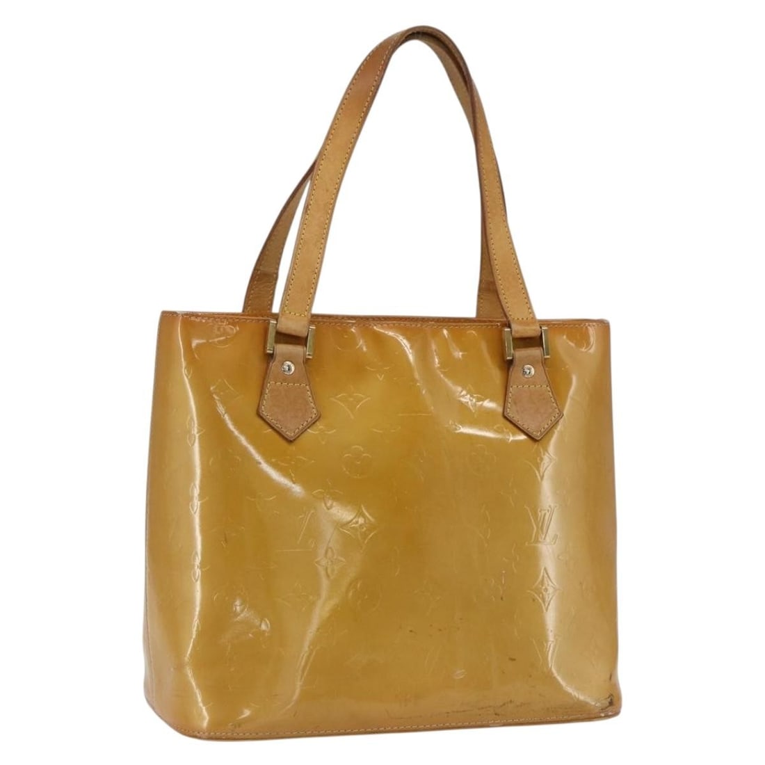 Louis Vuitton Houston Vernis Beige Patent Leather Handbag M91004 Authenticated: Louis Vuitton Houston Vernis Beige Patent Leather Handbag M91004 Authenticated This Louis Vuitton Monogram Vernis Houston handbag features a beige patent leather exterior and is crafted in Spain. The 