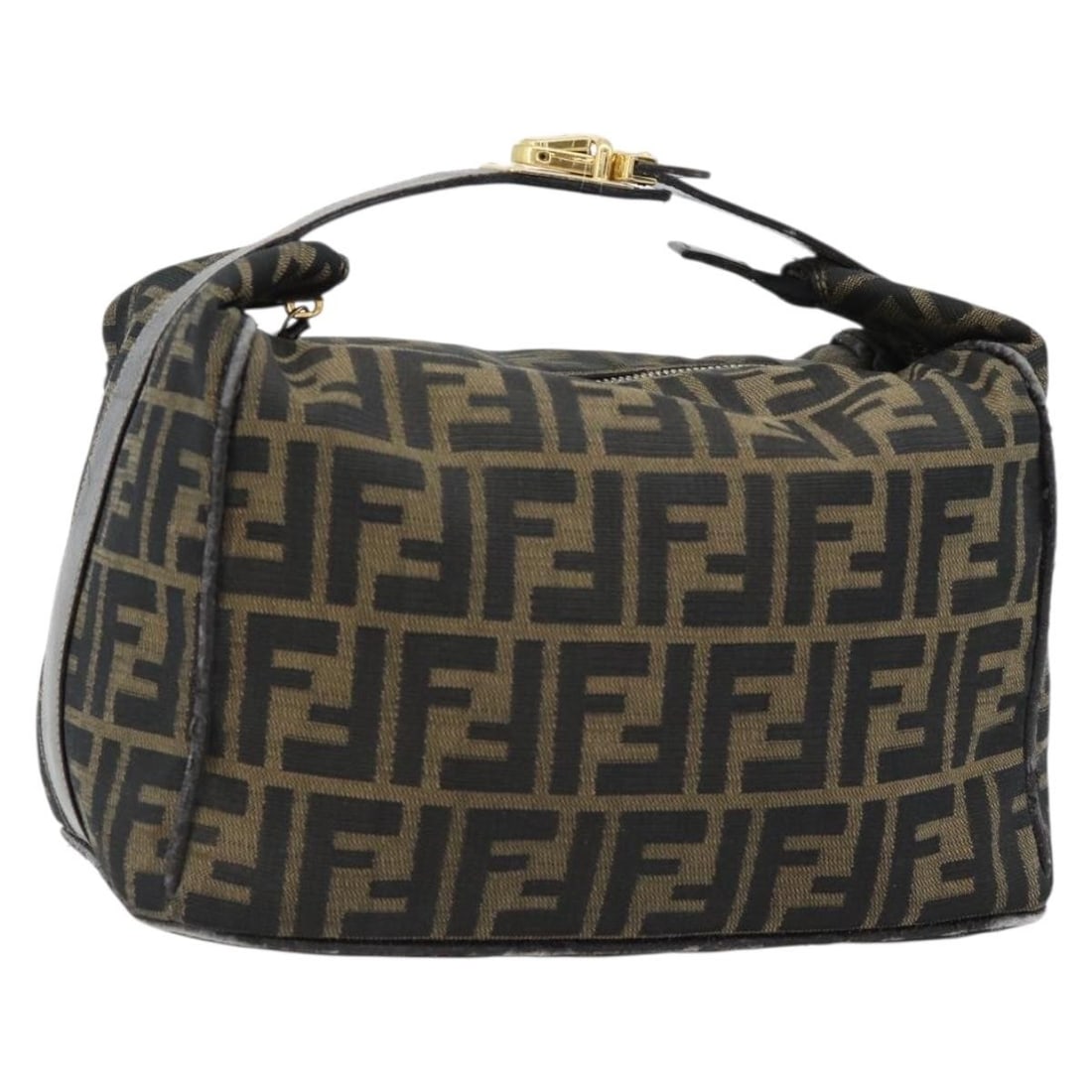 Fendi Zucca Canvas Handbag Vanity Case Black Brown Italy: Fendi Zucca Canvas Handbag Vanity Case Black Brown Italy Fendi Zucca Canvas vanity handbag in black and brown. Made in Italy, with Zucca canvas construction and a hand bag style. The item is heavily u