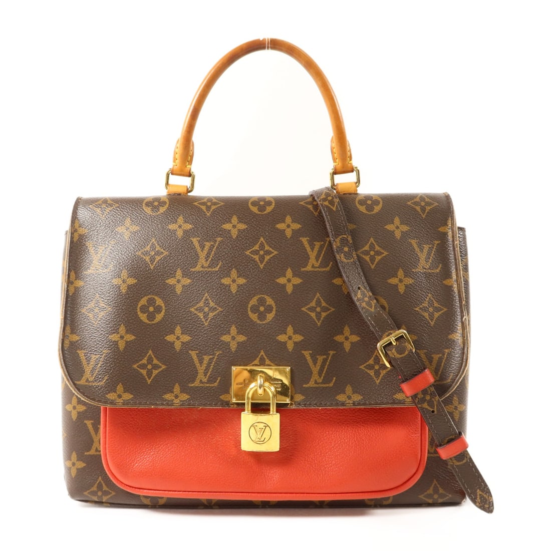 Louis Vuitton Marignan 2way Shoulder Bag Monogram PVC Canvas M44286: Louis Vuitton Marignan 2way Shoulder Bag Monogram PVC Canvas M44286 Louis Vuitton LV Marignan Handbag Shoulder Bag, model M44286, in BrownxBrown/Red. This 2-way shoulder bag is made from Monogram and 