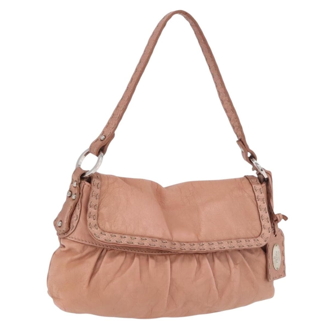 Fendi 8BR355 Celeria pink leather handbag silver accents: Fendi 8BR355 Celeria pink leather handbag silver accents Fendi Celeria handbag in pink and silver leather, made in Italy. This women's handbag has been customized with repainting and is offered in hea