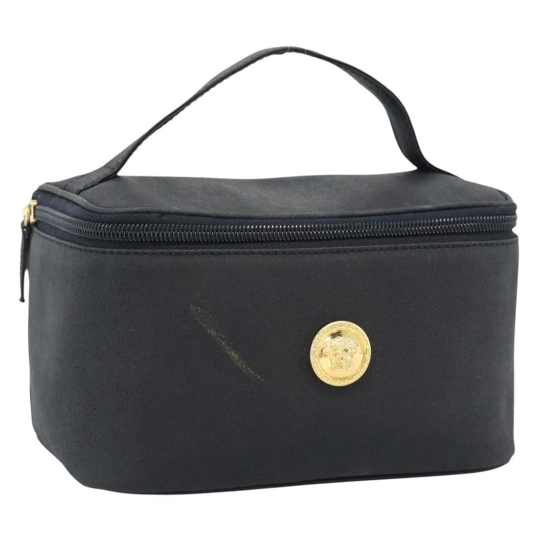 Leather top handle purse Gianni Versace Vanity black gold tone: Leather top handle purse Gianni Versace Vanity black gold tone Gianni Versace vanity hand bag in black and gold leather. This women's bag is made in Italy and features a compact structured silhouette 