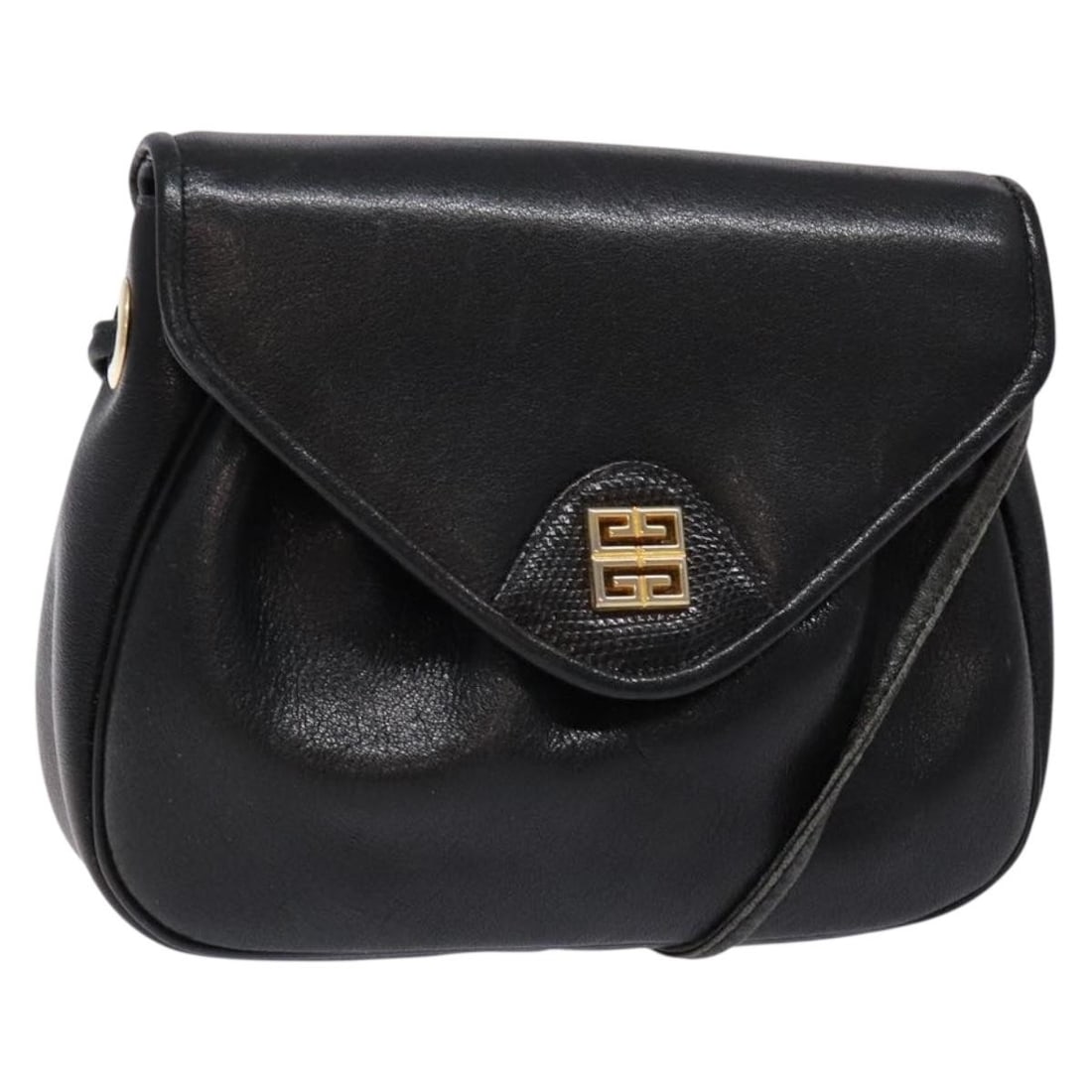 GIVENCHY Leather Shoulder Bag Gold Black 24.4inch Strap: GIVENCHY Leather Shoulder Bag Gold Black 24.4inch Strap This GIVENCHY shoulder bag is crafted from high-quality leather, featuring a striking gold and black exterior. It offers a stylish yet practical