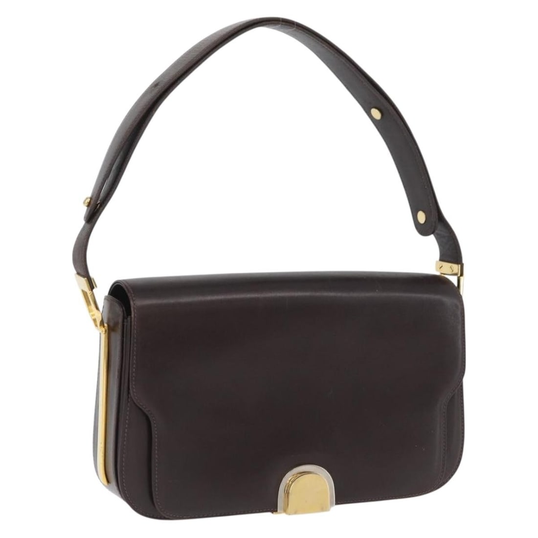 Gucci Brown Leather Shoulder Bag with Gold Accents and Pouch: Gucci Brown Leather Shoulder Bag with Gold Accents and Pouch This GUCCI shoulder bag features brown and gold leather with a classic design. Made in Italy, it includes a matching pouch and an adjustabl