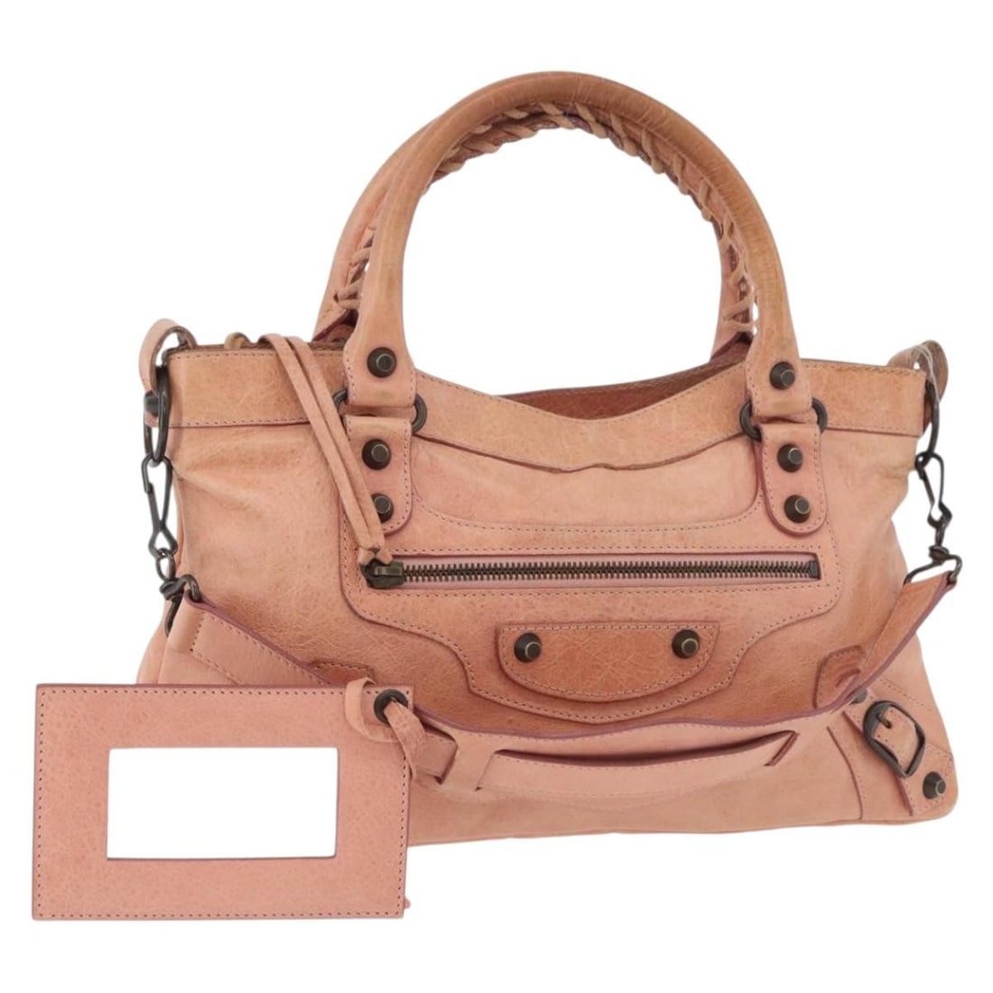 Balenciaga 103208 The First gray leather 2way handbag: Balenciaga 103208 The First gray leather 2way handbag Balenciaga The First 2-way handbag in gray leather. This women's handbag includes a shoulder strap, dust bag, and mirror. Made in Italy, it shows 