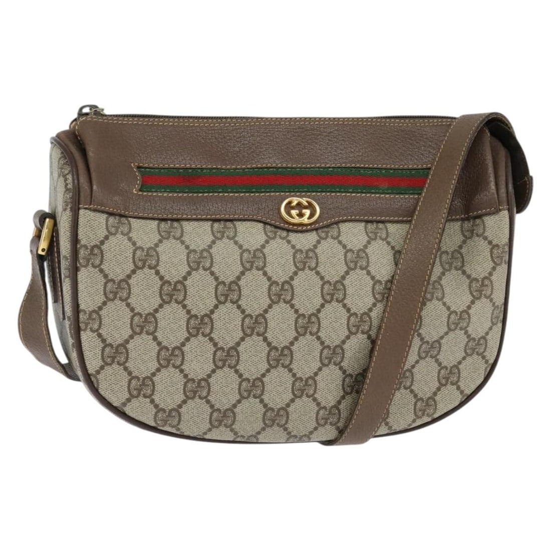 Gucci Sherry Line GG Supreme Shoulder Bag Beige Gold PVC Leather: Gucci Sherry Line GG Supreme Shoulder Bag Beige Gold PVC Leather Gucci GG Supreme Web Sherry Line shoulder bag in beige and gold, made from PVC leather and GG canvas. It features a shoulder strap and 