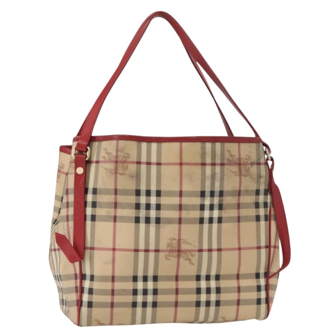 BURBERRY Nova Check Tote Bag PVC Beige Gold Italy Auth 153484: BURBERRY Nova Check Tote Bag PVC Beige Gold Italy Auth 153484 This BURBERRY Nova Check Tote Bag is a stylish accessory crafted from durable PVC leather in a chic beige and gold color scheme. Designed 