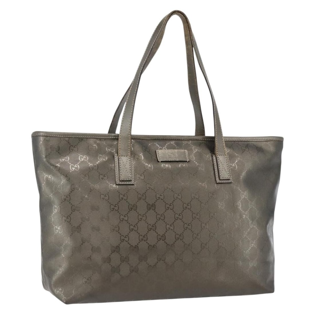 Gucci 211137 GG Canvas PVC Leather Gold Tote Bag: Gucci 211137 GG Canvas PVC Leather Gold Tote Bag A Gucci GG tote bag in gold color, made from PVC leather and GG canvas. It features a structured tote style with a handle drop of approximately 20 cm (