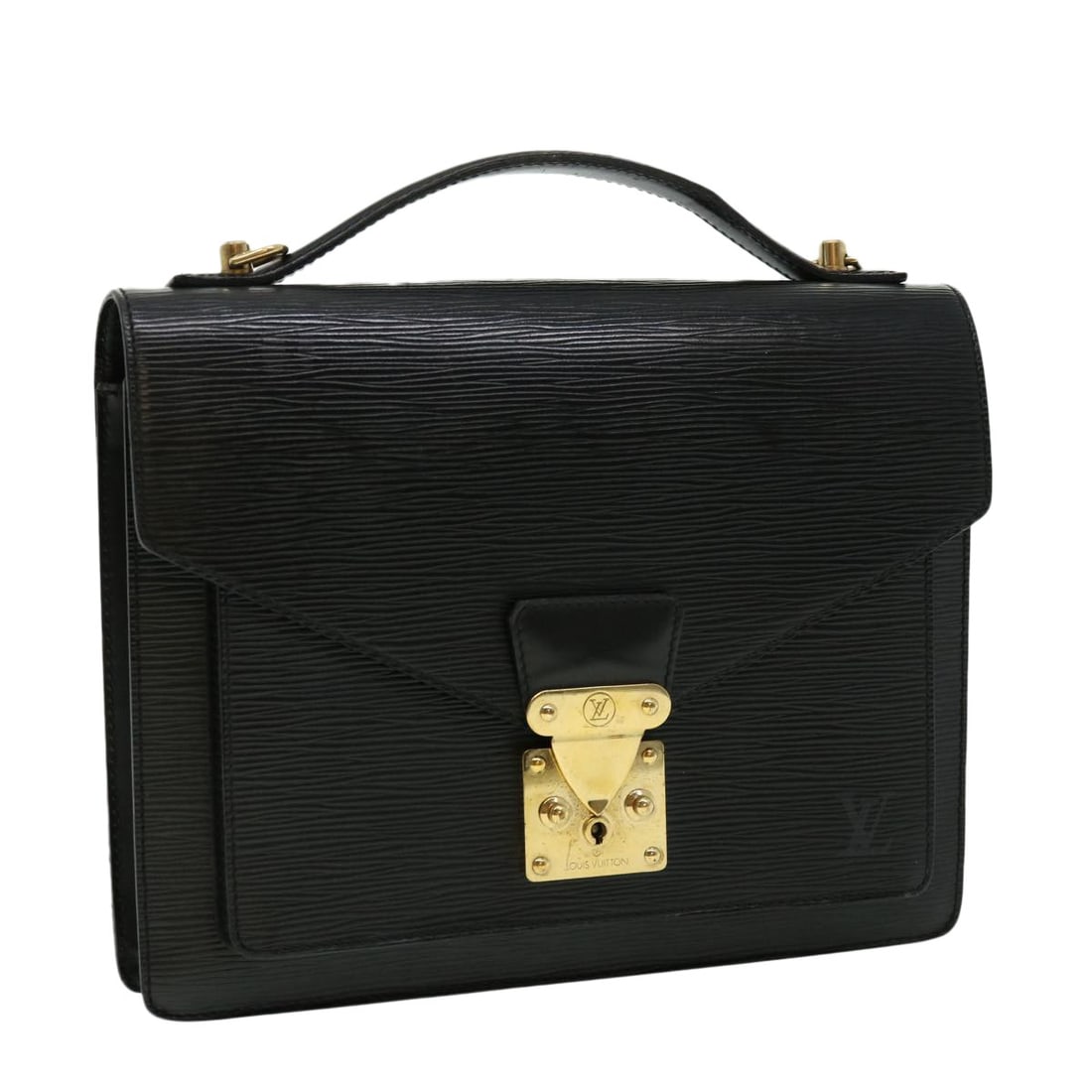 Louis Vuitton Monceau M52123 Epi Leather Handbag Black: Louis Vuitton Monceau M52123 Epi Leather Handbag Black Louis Vuitton Epi Monceau hand bag in black Epi leather, made in France. This women's bag measures approximately 27.5 cm wide, 22 cm high, and 5.