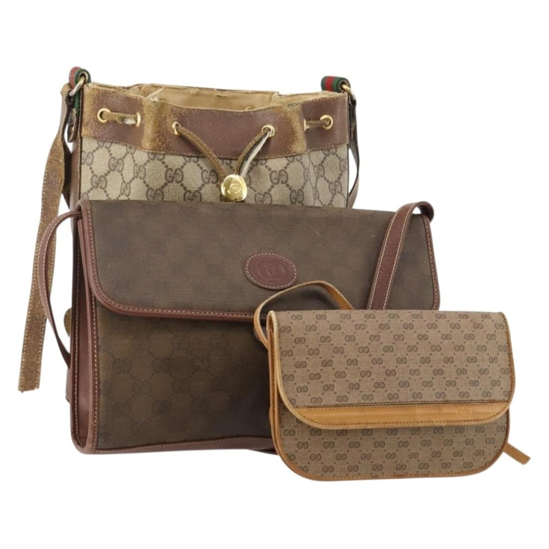 Gucci Sherry Web GG Supreme PVC Shoulder Bag 3 Piece Set: Gucci Sherry Web GG Supreme PVC Shoulder Bag 3 Piece Set Gucci GG Supreme Web Sherry Line shoulder bag in PVC leather and GG canvas, in beige and brown. Made in Italy, this item is offered as a specia