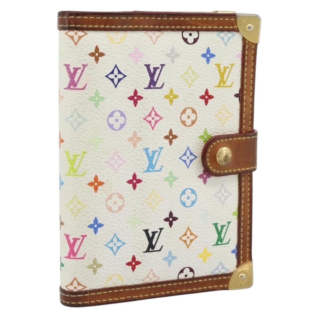 Louis Vuitton R21074 Monogram Multicolor PM Day Planner Cover White: Louis Vuitton R21074 Monogram Multicolor PM Day Planner Cover White Louis Vuitton Monogram Multicolor Agenda PM planner cover in white Monogram Multicolor canvas. Made in Spain, this Day Planner Cover