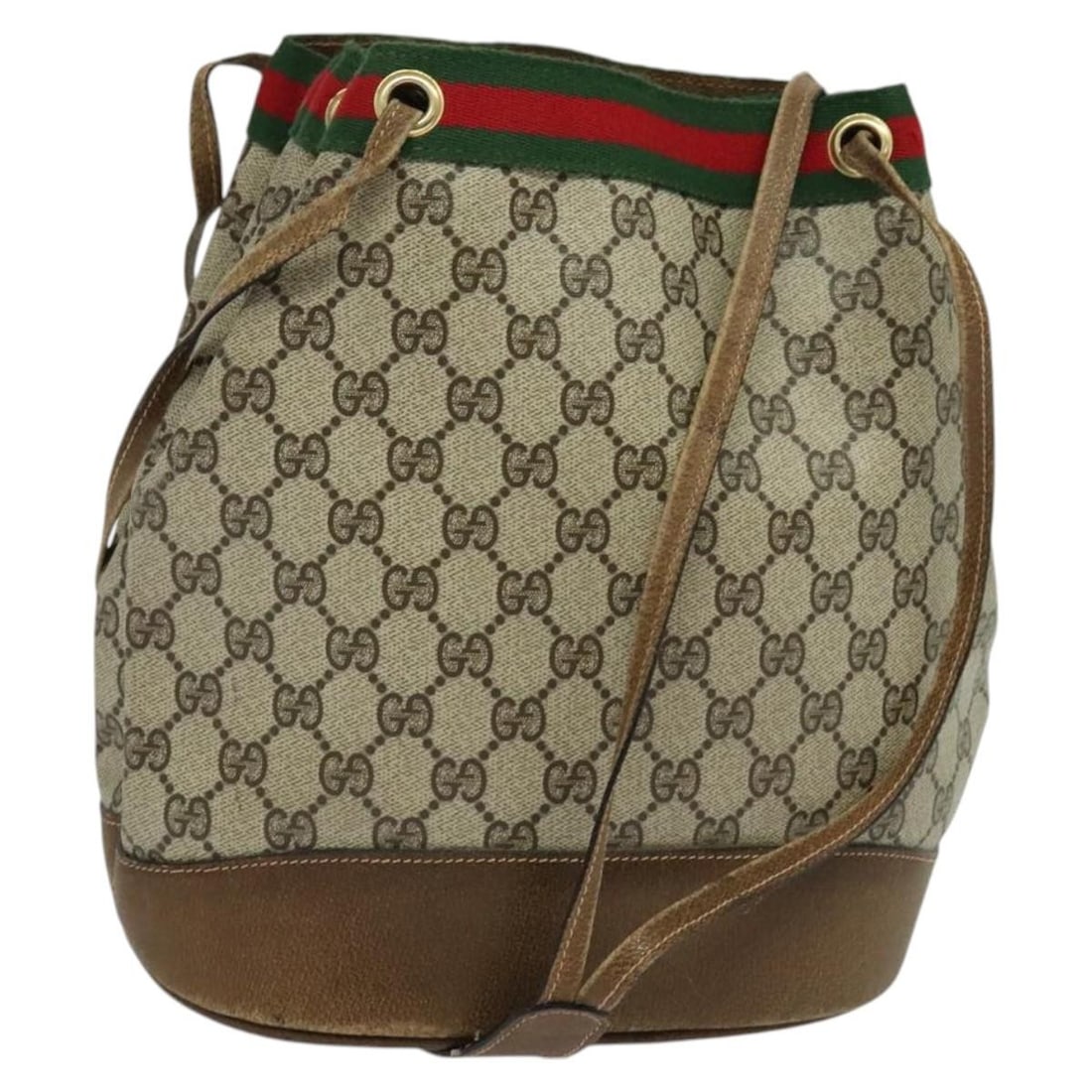 Gucci GG Supreme Beige Web Sherry Line Women's PVC Shoulder Bag: Gucci GG Supreme Beige Web Sherry Line Women's PVC Shoulder Bag This Gucci GG Supreme Web Sherry Line shoulder bag features a beige and gold exterior crafted from PVC leather and GG canvas. Designed f