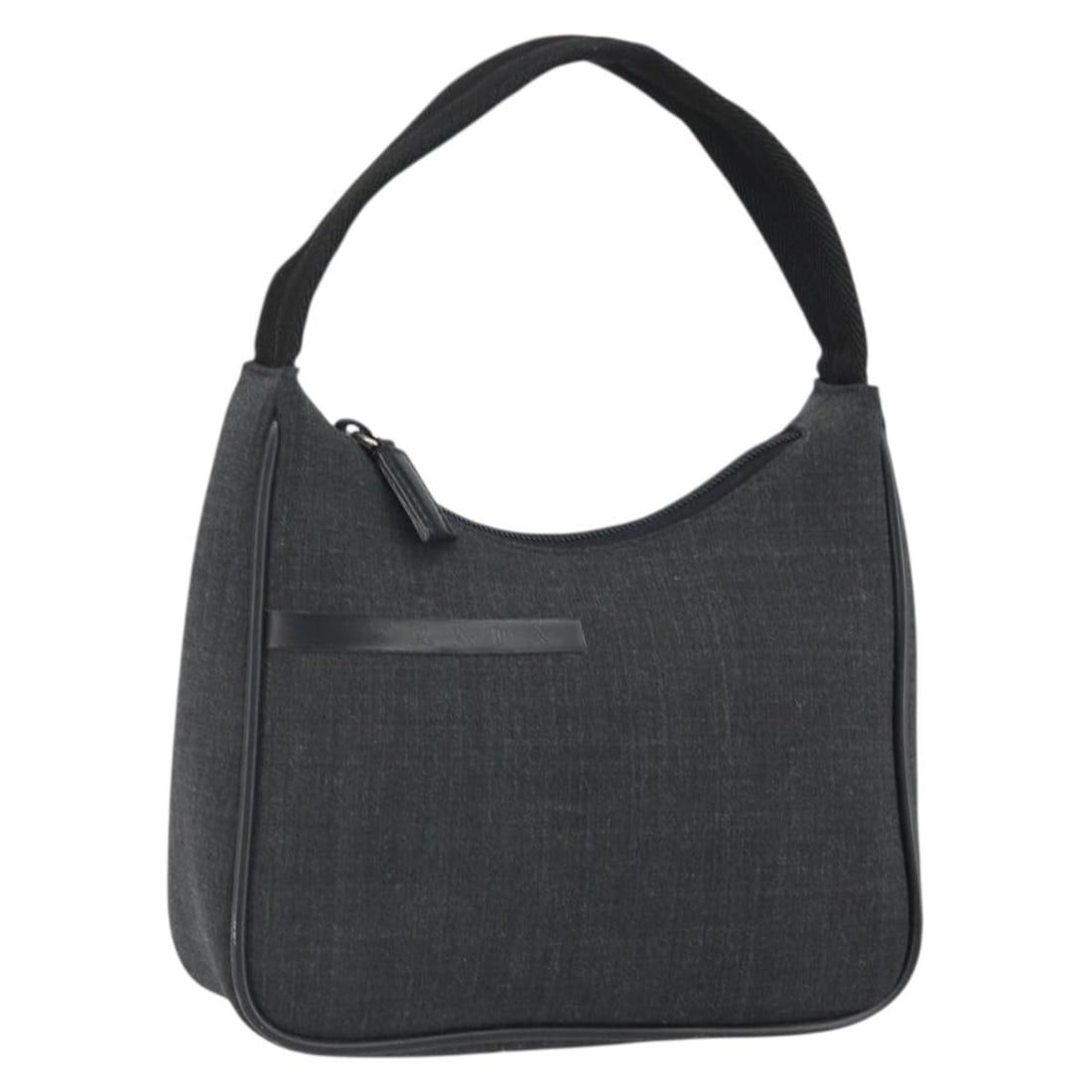 Prada Gray Canvas Accessory Pouch Made in Italy: Prada Gray Canvas Accessory Pouch Made in Italy Gray Prada canvas accessory pouch made in Italy. The item is heavily used and shows visible signs of wear, including rubbing, slight loss of shape, stai