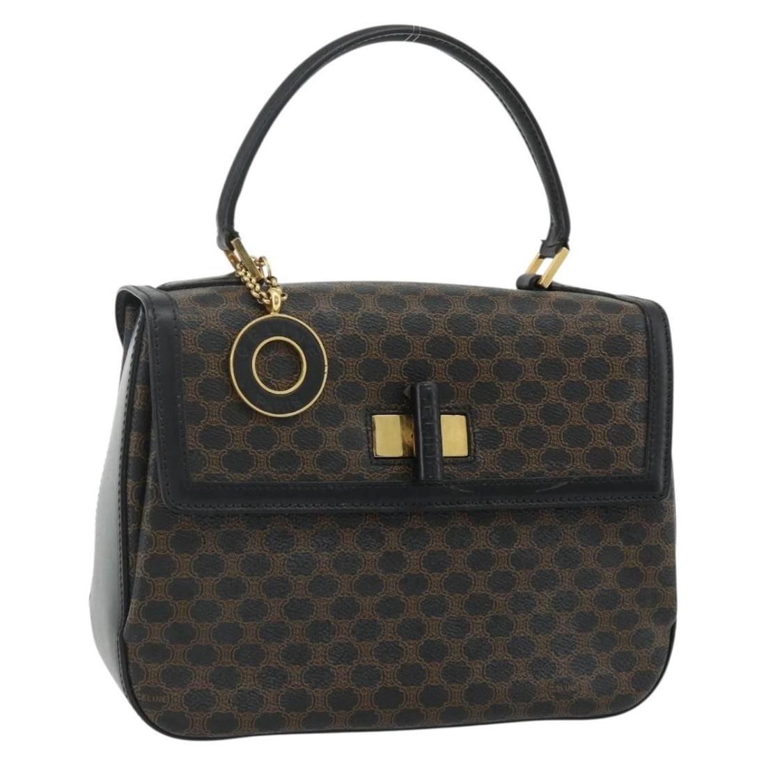CELINE Macadam Canvas PVC Leather Handbag Black Gold Tone: CELINE Macadam Canvas PVC Leather Handbag Black Gold Tone Celine Macadam canvas hand bag in black and gold-tone PVC leather. This women's bag was made in Italy and includes only the item shown; the or
