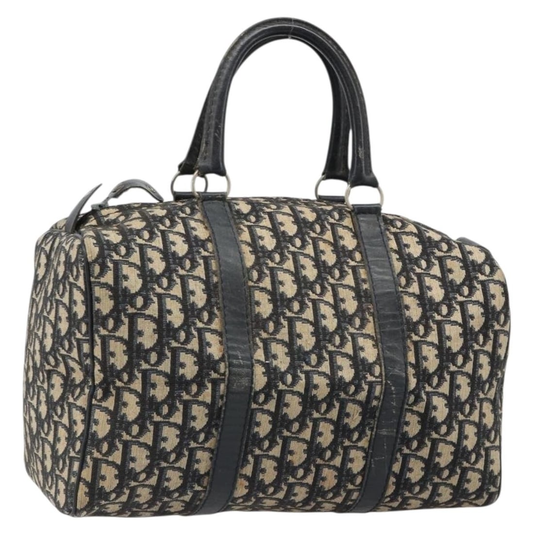 Christian Dior Trotter Canvas Hand Bag Navy Silver: Christian Dior Trotter Canvas Hand Bag Navy Silver Christian Dior Trotter Canvas hand bag in navy and silver, made in France. The bag features Trotter Canvas exterior material and is listed as a women