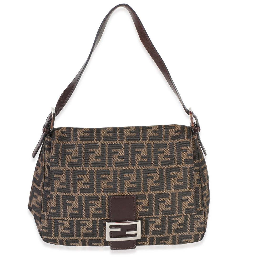 Fendi Mama Baguette Brown Zucca Canvas Shoulder Bag: Fendi Mama Baguette Brown Zucca Canvas Shoulder Bag Pre-owned Fendi Mama Baguette shoulder bag in brown Zucca canvas. This unisex bag features a fabric lining and silver-tone hardware. Accessories