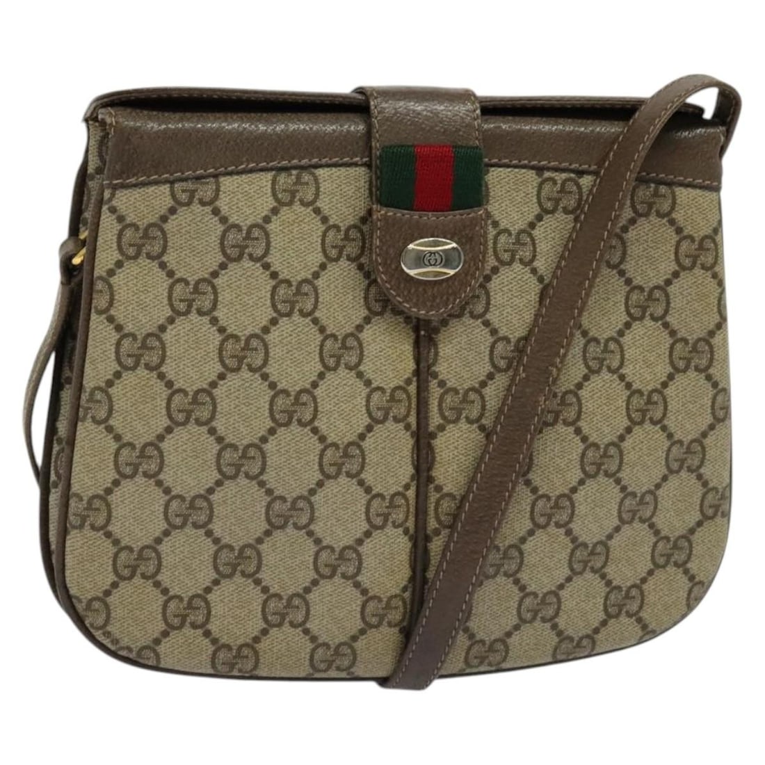 Gucci GG Supreme Sherry Line Beige Gold PVC Women's Shoulder Bag 10 02 037: Gucci GG Supreme Sherry Line Beige Gold PVC Women's Shoulder Bag 10 02 037 This Gucci GG Supreme Web Sherry Line shoulder bag is crafted from beige and gold PVC leather with GG canvas accents. Designe