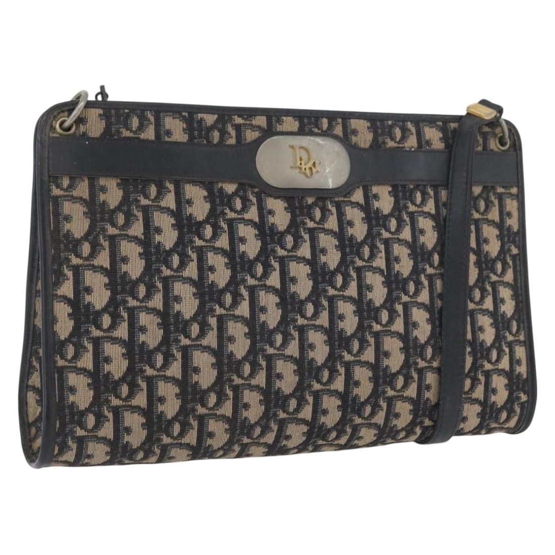 Christian Dior Trotter Canvas Shoulder Bag Navy Gold: Christian Dior Trotter Canvas Shoulder Bag Navy Gold A Christian Dior Trotter Canvas shoulder bag in navy and gold, made in France. It features a shoulder bag style with Trotter Canvas construction