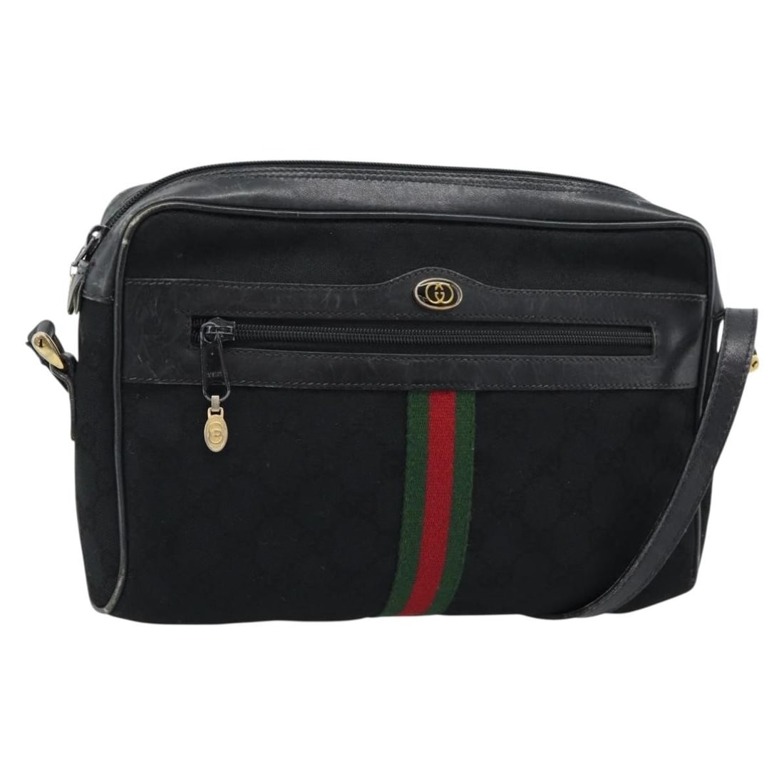 Gucci Sherry Line GG Canvas Shoulder Bag Black Red Green: Gucci Sherry Line GG Canvas Shoulder Bag Black Red Green Gucci GG Canvas Web Sherry Line shoulder bag in black, red, and green. Made in Italy from GG Canvas, this women's shoulder bag features a shoul