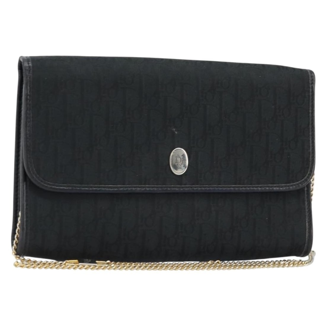 Christian Dior Trotter Canvas Shoulder Bag Chain Strap Black Gold: Christian Dior Trotter Canvas Shoulder Bag Chain Strap Black Gold Christian Dior Trotter Canvas Chain Shoulder Bag in black and gold, made in France. This shoulder bag is crafted from Trotter Canvas a