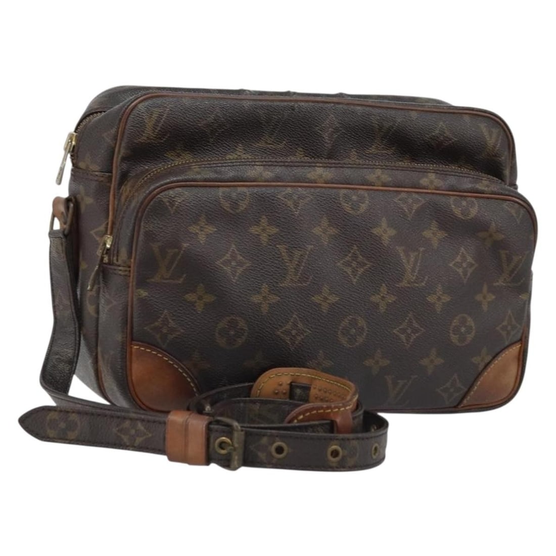 Louis Vuitton Nile Monogram Canvas Shoulder Bag M45244 France: Louis Vuitton Nile Monogram Canvas Shoulder Bag M45244 France Louis Vuitton Monogram Nile Shoulder Bag, style M45244, made in France. It is crafted from Monogram Canvas and designed for women. The bag