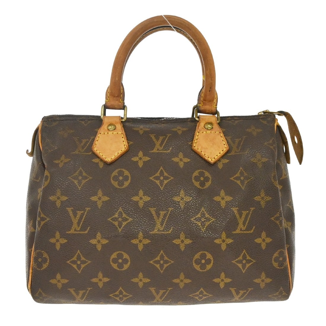 Louis Vuitton Speedy 25 Monogram Canvas Satchel M41528 MI1901: Louis Vuitton Speedy 25 Monogram Canvas Satchel M41528 MI1901 Vintage Louis Vuitton Speedy 25 handbag in brown Monogram canvas with leather trim and double handles. This duffle-style handbag features 