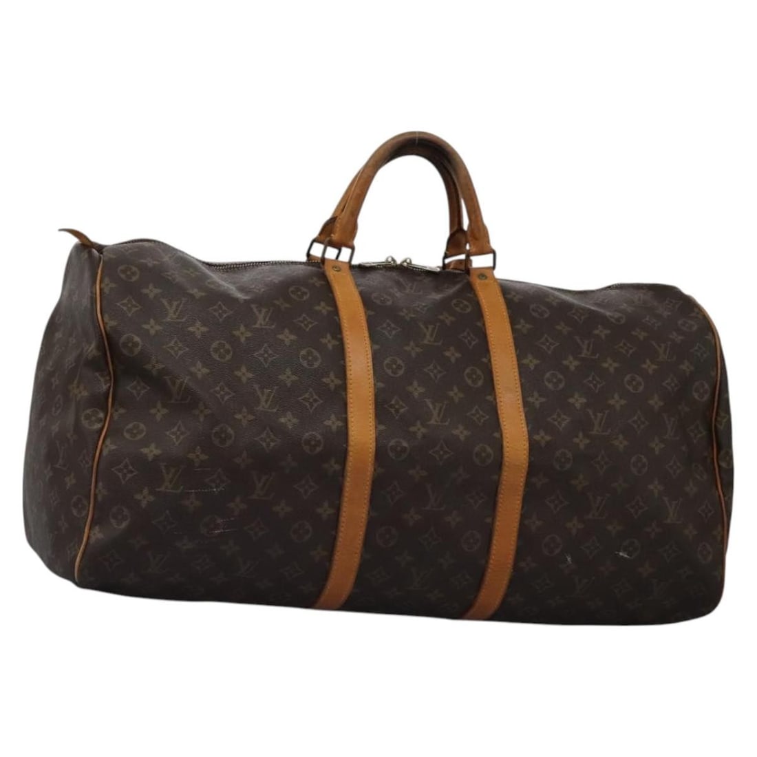 Louis Vuitton Keepall 60 Monogram Canvas Travel Bag M41422: Louis Vuitton Keepall 60 Monogram Canvas Travel Bag M41422 Louis Vuitton Keepall 60 Boston bag in Monogram canvas, made in France. The bag comes with a name tag and powanie accessory, and is identifie