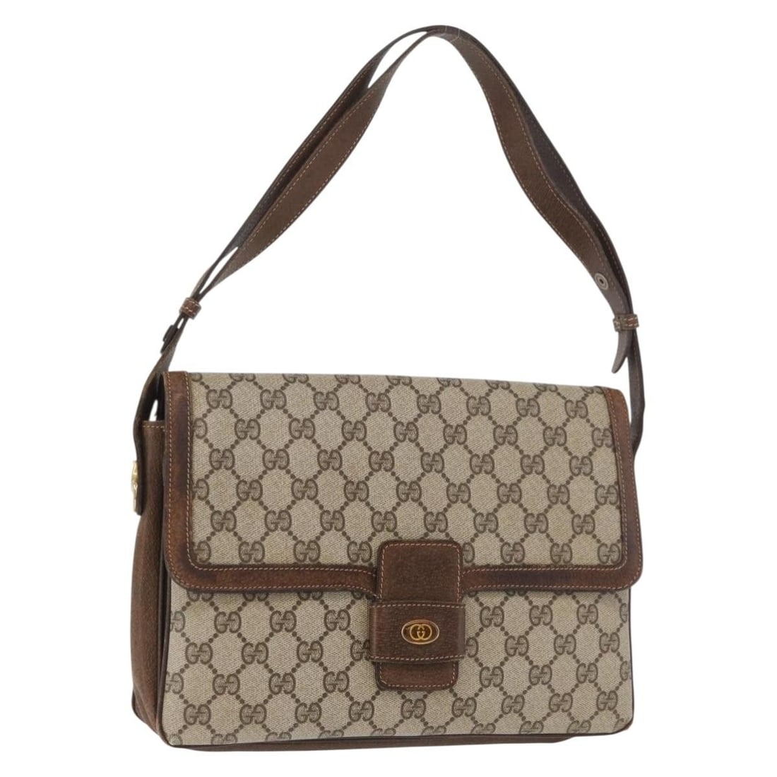 Gucci 001 16 4084 GG Supreme PVC Leather Shoulder Bag Beige Gold: Gucci 001 16 4084 GG Supreme PVC Leather Shoulder Bag Beige Gold Authentic Gucci GG Supreme shoulder bag in beige and gold PVC leather with GG canvas. Made in Italy, this women's shoulder bag features