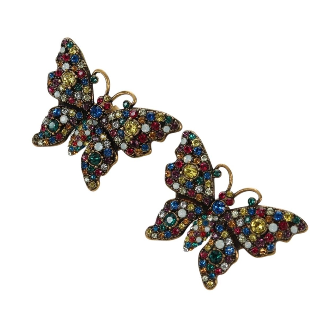 GUCCI Multicolor Metal Pierce Earring for Women: GUCCI Multicolor Metal Pierce Earring for Women Gucci metal earring in multicolor, made in Italy. The item is in heavily used condition with surface rubbing and slight scratches, and some of the decor