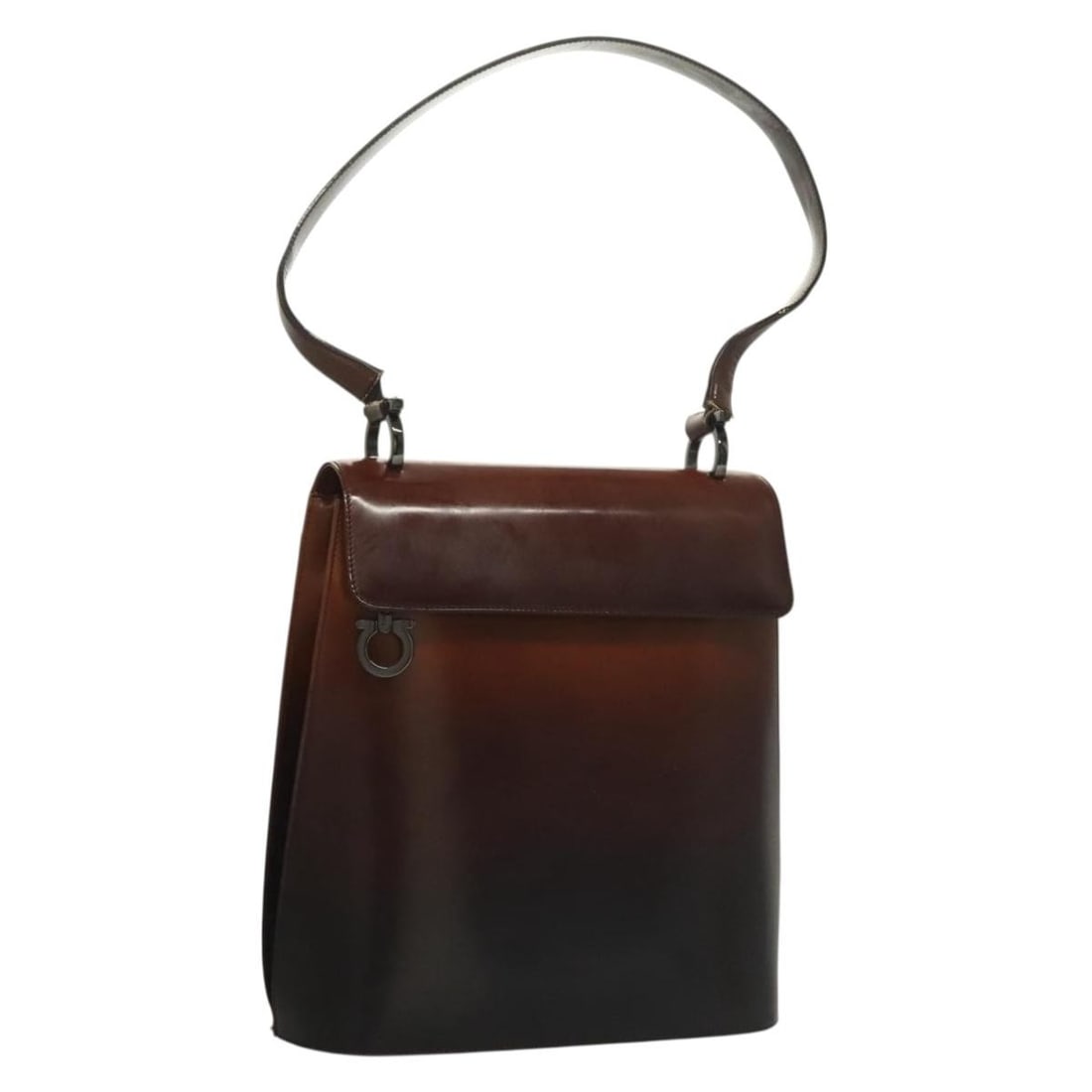 Brown Leather Shoulder Bag Salvatore Ferragamo Gancini Italy: Brown Leather Shoulder Bag Salvatore Ferragamo Gancini Italy Salvatore Ferragamo Gancini shoulder bag in brown leather, made in Italy. This women's shoulder bag features a 10.6 x 10.6 x 4.7 inch size 
