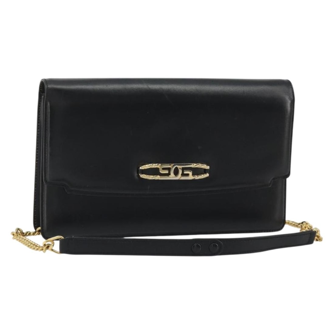 Black Leather Chain Strap Shoulder Bag Gucci Gold Tone: Black Leather Chain Strap Shoulder Bag Gucci Gold Tone Gucci chain shoulder bag in black leather with gold-tone color accents. Made in Italy, this shoulder bag measures approximately W26 x H15 x D3 cm