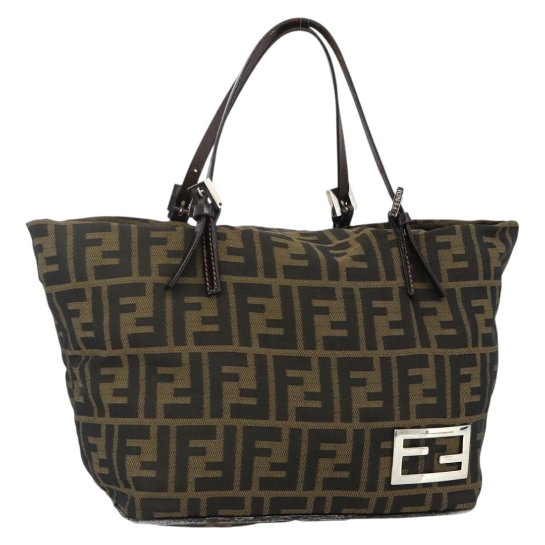 Fendi Zucca Canvas Handbag in Black Brown Made in Italy: Fendi Zucca Canvas Handbag in Black Brown Made in Italy Authentic FENDI handbag in black and brown Zucca canvas. This women's bag is made in Italy and shows heavy use, including an out-of-shape exteri