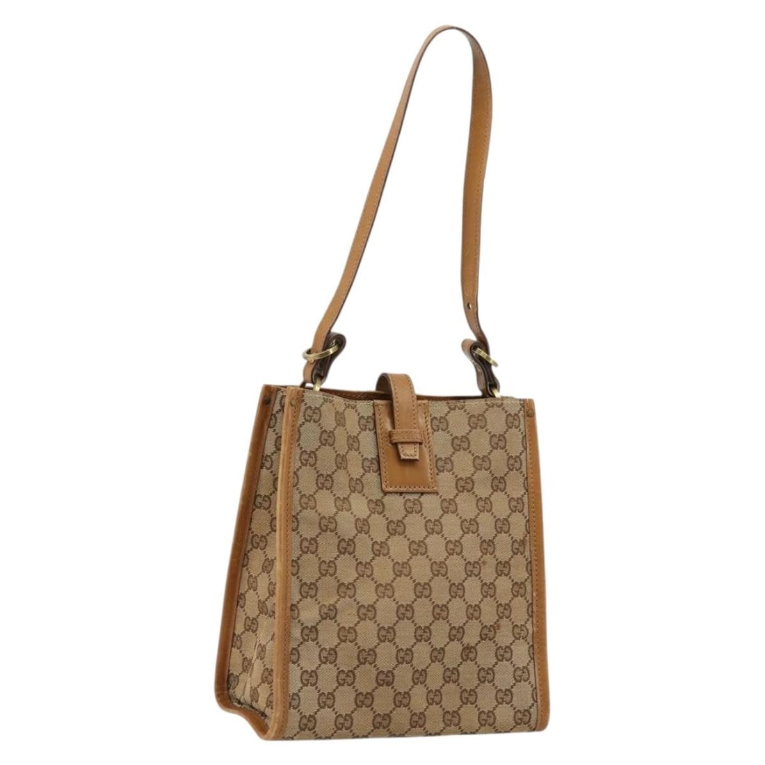 Gucci GG Canvas Beige Gold Shoulder Bag 110292: Gucci GG Canvas Beige Gold Shoulder Bag 110292 This GUCCI GG Canvas Shoulder Bag features a beige and gold color scheme and is crafted from the brand's signature GG canvas material. Made in Italy, the
