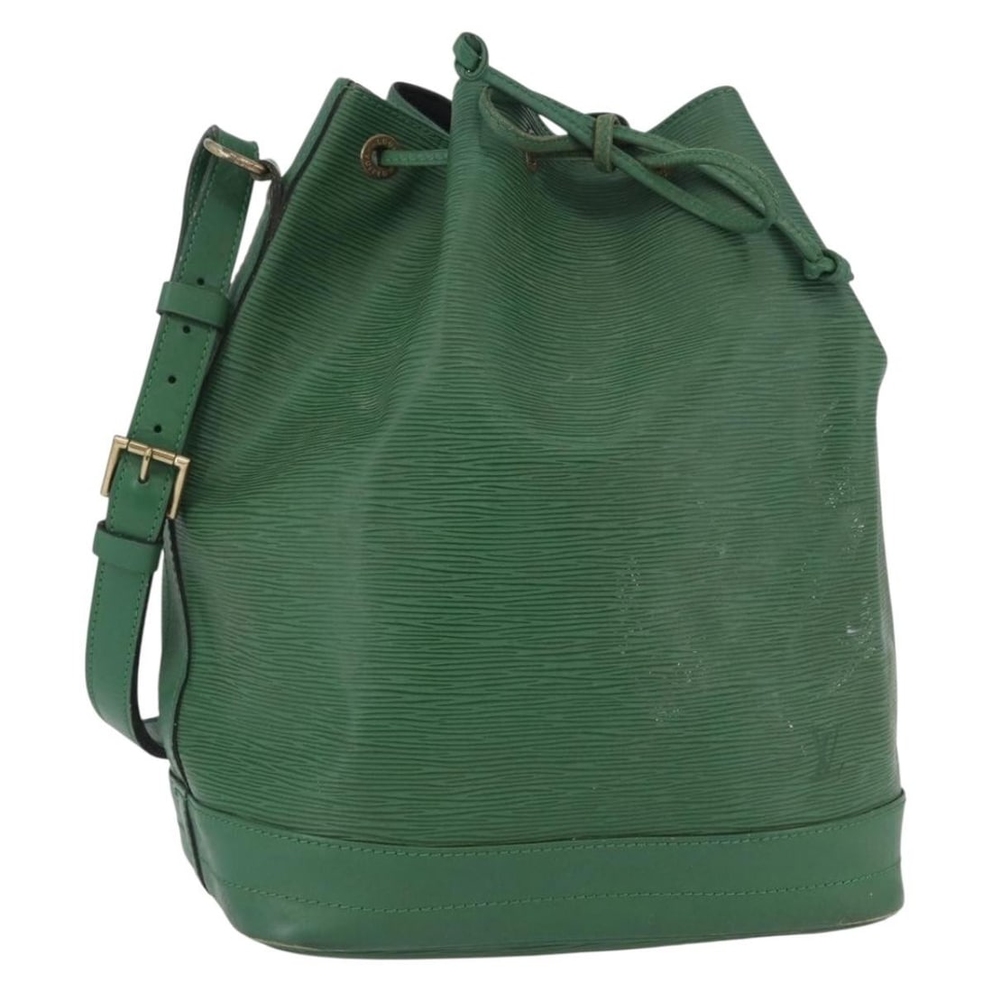 Louis Vuitton Noe Epi Leather Green Shoulder Bag M44004 France: Louis Vuitton Noe Epi Leather Green Shoulder Bag M44004 France This Louis Vuitton Epi Noe shoulder bag features green Epi leather with a structured silhouette. Designed for women, it has an adjustable