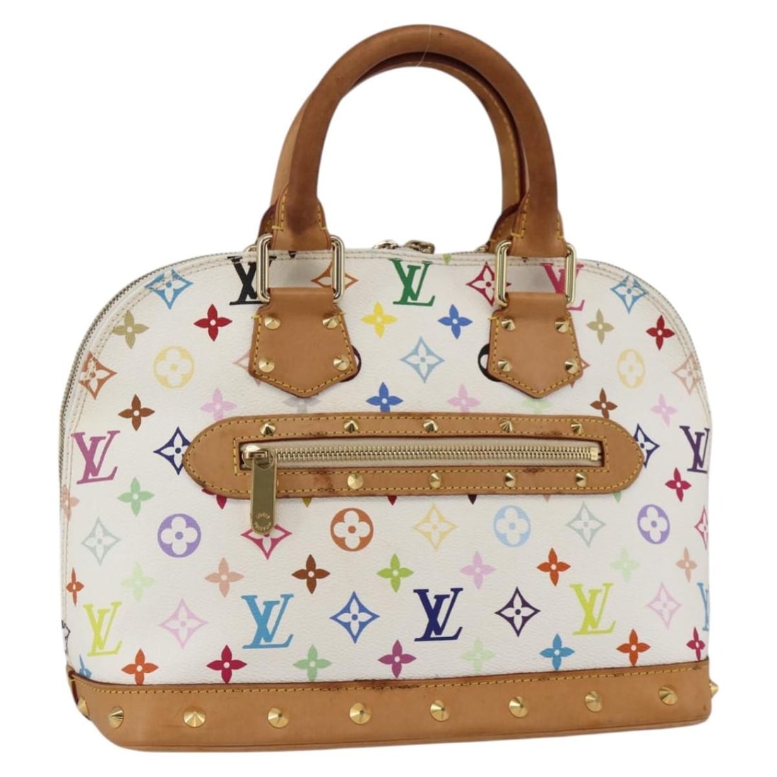 Louis Vuitton Alma Monogram Multicolor White Handbag M92647: Louis Vuitton Alma Monogram Multicolor White Handbag M92647 This Louis Vuitton Monogram Multicolor Alma handbag features a white canvas exterior with the iconic multicolor monogram pattern. Designed f
