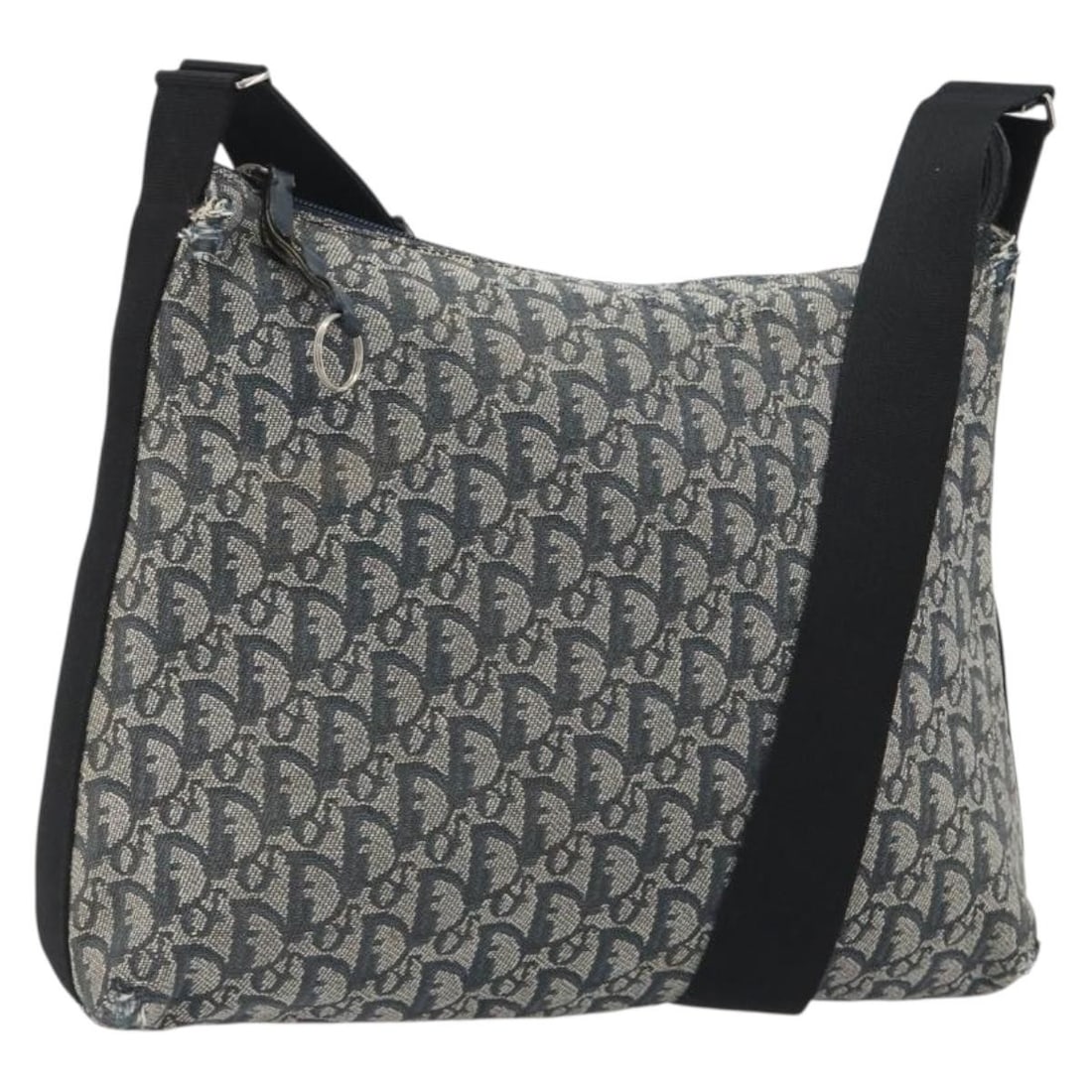 Christian Dior Trotter Canvas Navy Shoulder Bag Silver Tone: Christian Dior Trotter Canvas Navy Shoulder Bag Silver Tone A Christian Dior Trotter canvas shoulder bag in navy and silver, made in Italy. It features a shoulder strap and measures approximately 33 c