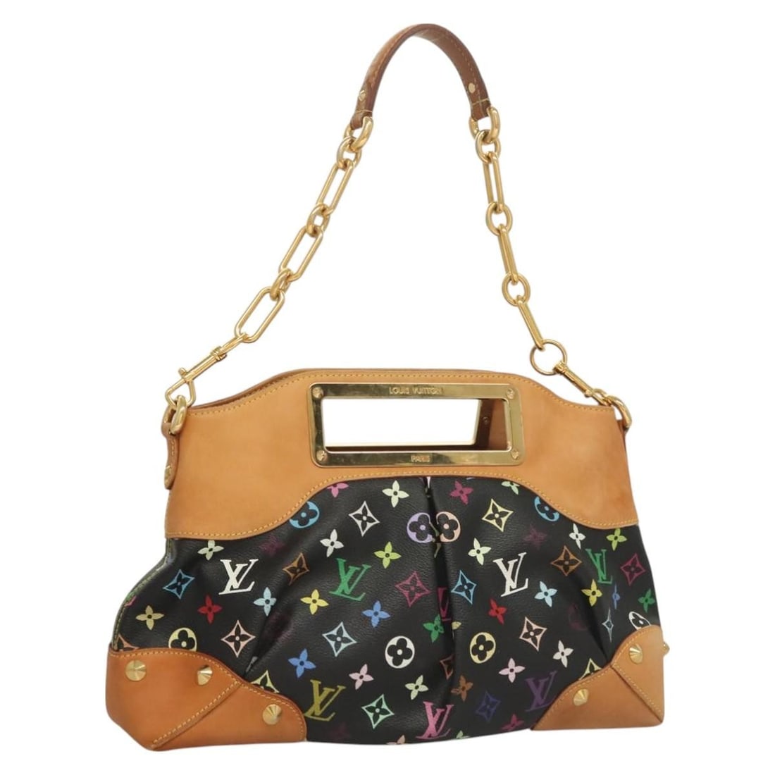 Louis Vuitton Judy MM 2Way Hand Bag Monogram Multicolor Black M40256: Louis Vuitton Judy MM 2Way Hand Bag Monogram Multicolor Black M40256 Louis Vuitton Judy MM 2-way handbag in black Monogram Multicolor canvas. Made in France, this women's bag includes a dust bag and s
