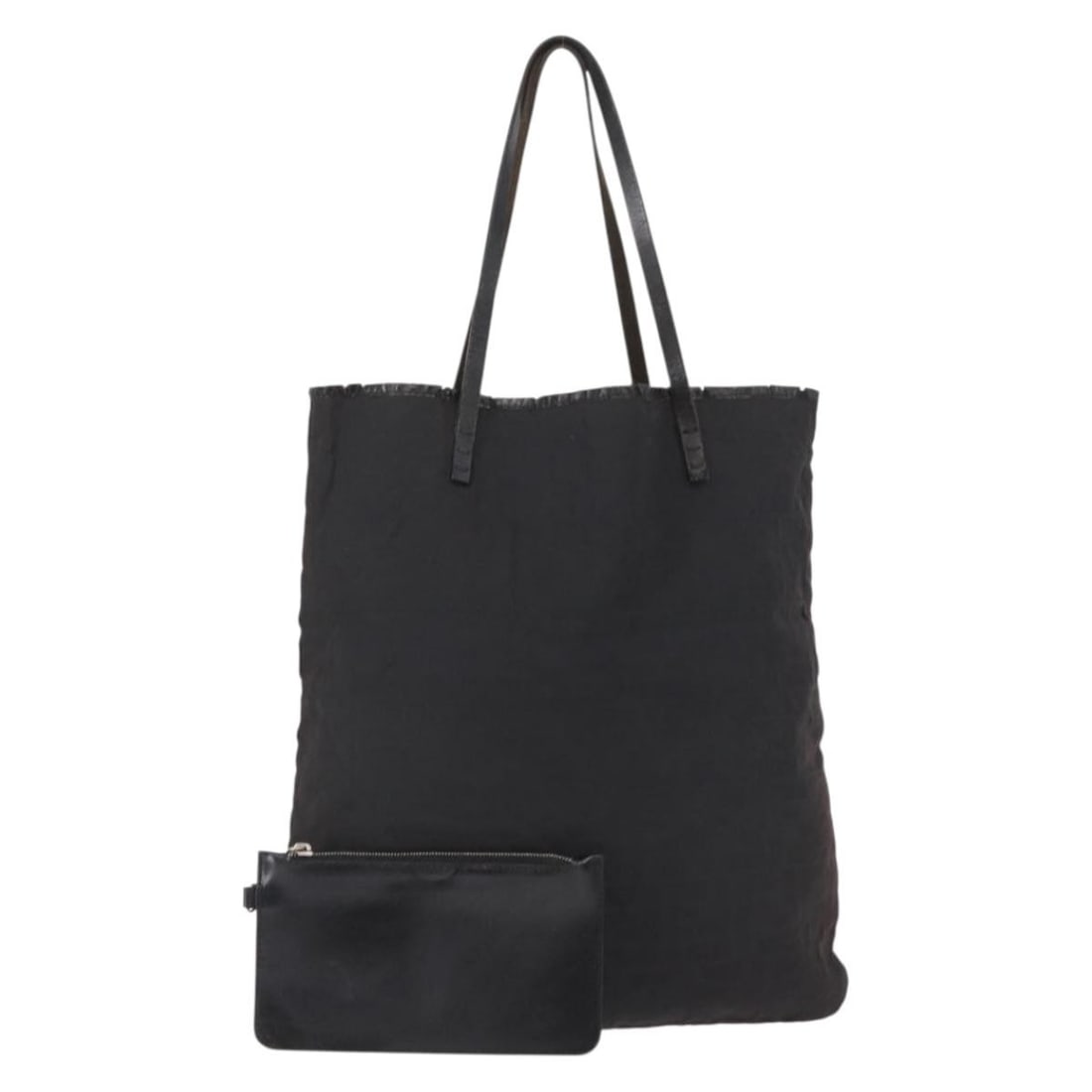 FENDI Zucca Canvas Tote Bag Black Brown with Pouch Italy: FENDI Zucca Canvas Tote Bag Black Brown with Pouch Italy This authentic FENDI Zucca Canvas Tote Bag showcases a stylish blend of black and brown hues, crafted from durable Zucca canvas. Measuring appr