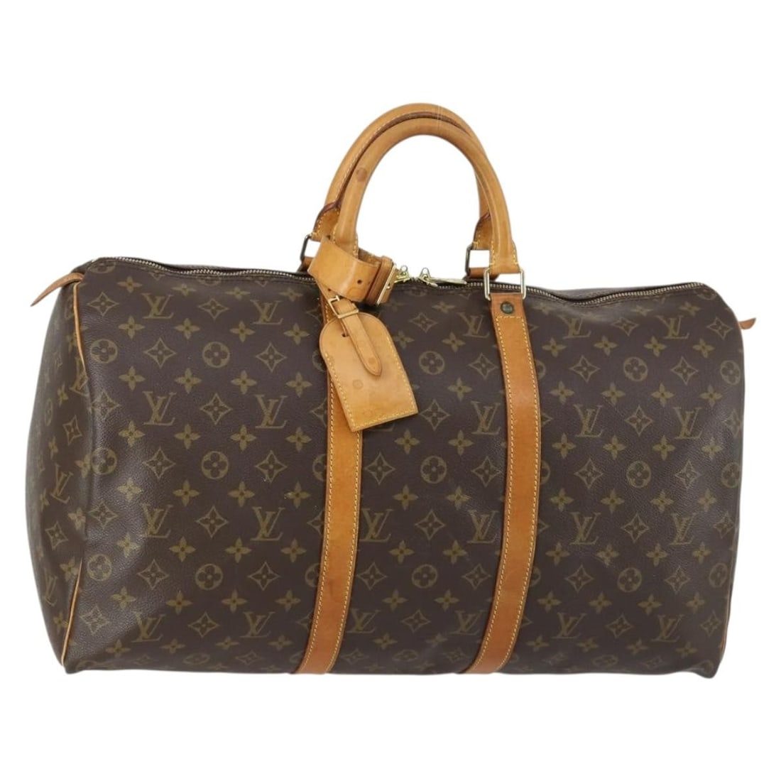 Louis Vuitton M41426 Keepall 50 Monogram Canvas Boston Bag: Louis Vuitton M41426 Keepall 50 Monogram Canvas Boston Bag Louis Vuitton Monogram Keepall 50 Boston Bag in Monogram Canvas, made in France. This bag comes with a name tag and powanie accessory. It fea