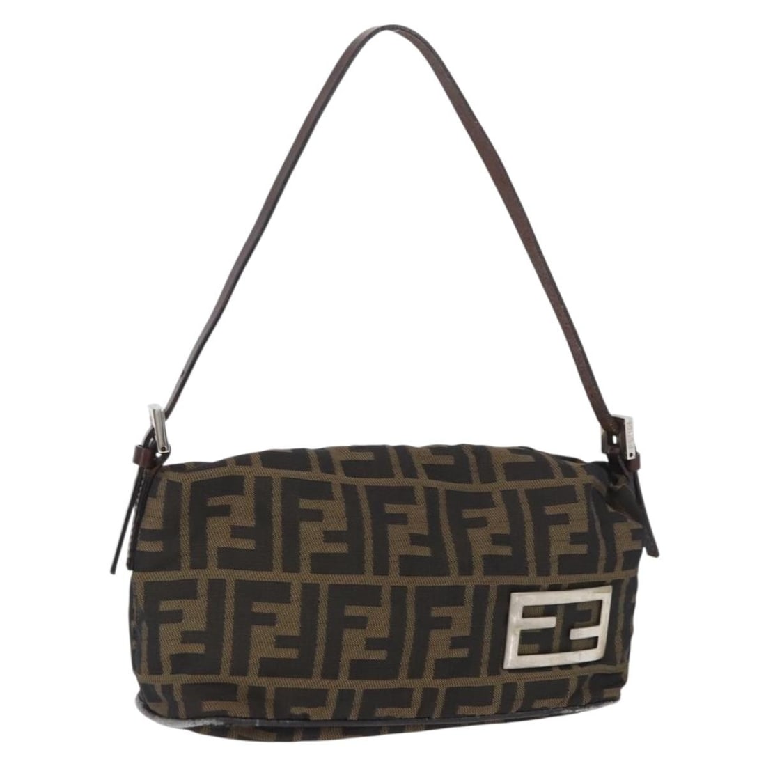 Fendi Zucca Canvas Shoulder Bag Brown Black Italy: Fendi Zucca Canvas Shoulder Bag Brown Black Italy Fendi Zucca canvas shoulder bag in brown and black, made in Italy. The bag has a shoulder bag style and measures approximately W22 cm x H12 cm x D8 cm