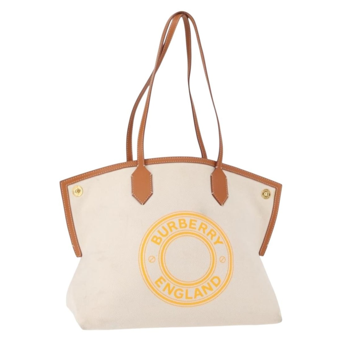 BURBERRY White Gold Canvas Tote Bag Made in Italy BA7702: BURBERRY White Gold Canvas Tote Bag Made in Italy BA7702 This Burberry tote bag combines stylish design with practical functionality. Crafted in Italy, it features a chic white canvas exterior accente