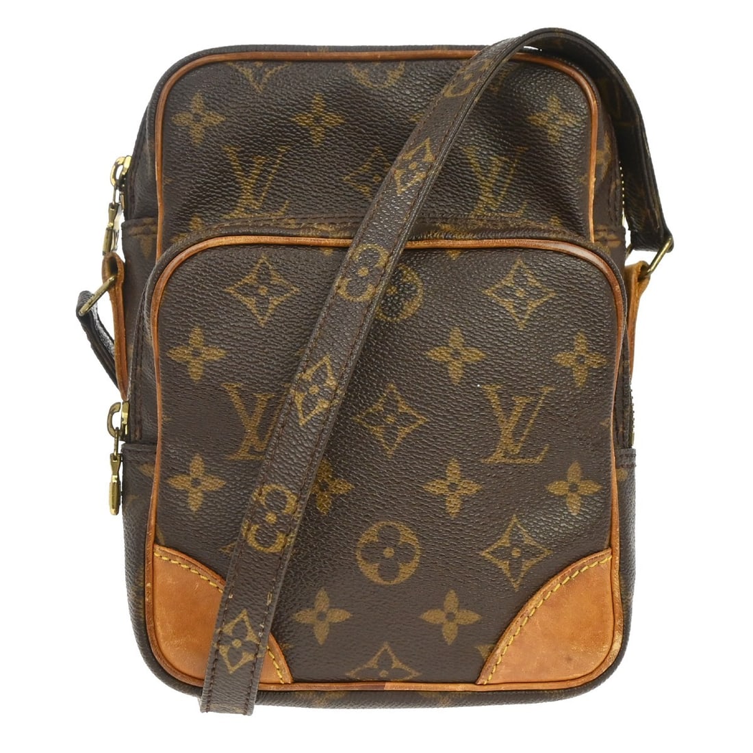 Louis Vuitton Amazone Monogram Crossbody Bag Brown M45236: Louis Vuitton Amazone Monogram Crossbody Bag Brown M45236 Vintage Louis Vuitton Amazon crossbody shoulder bag in brown monogram canvas and leather. This unisex medium bag features a zip closure, cross