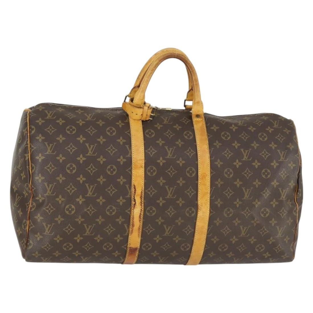Monogram Canvas Keepall 55 Boston Bag by Louis Vuitton M41424: Monogram Canvas Keepall 55 Boston Bag by Louis Vuitton M41424 This Louis Vuitton Monogram Keepall 55 Boston Bag features the iconic monogram canvas exterior and is designed for women. The bag measures
