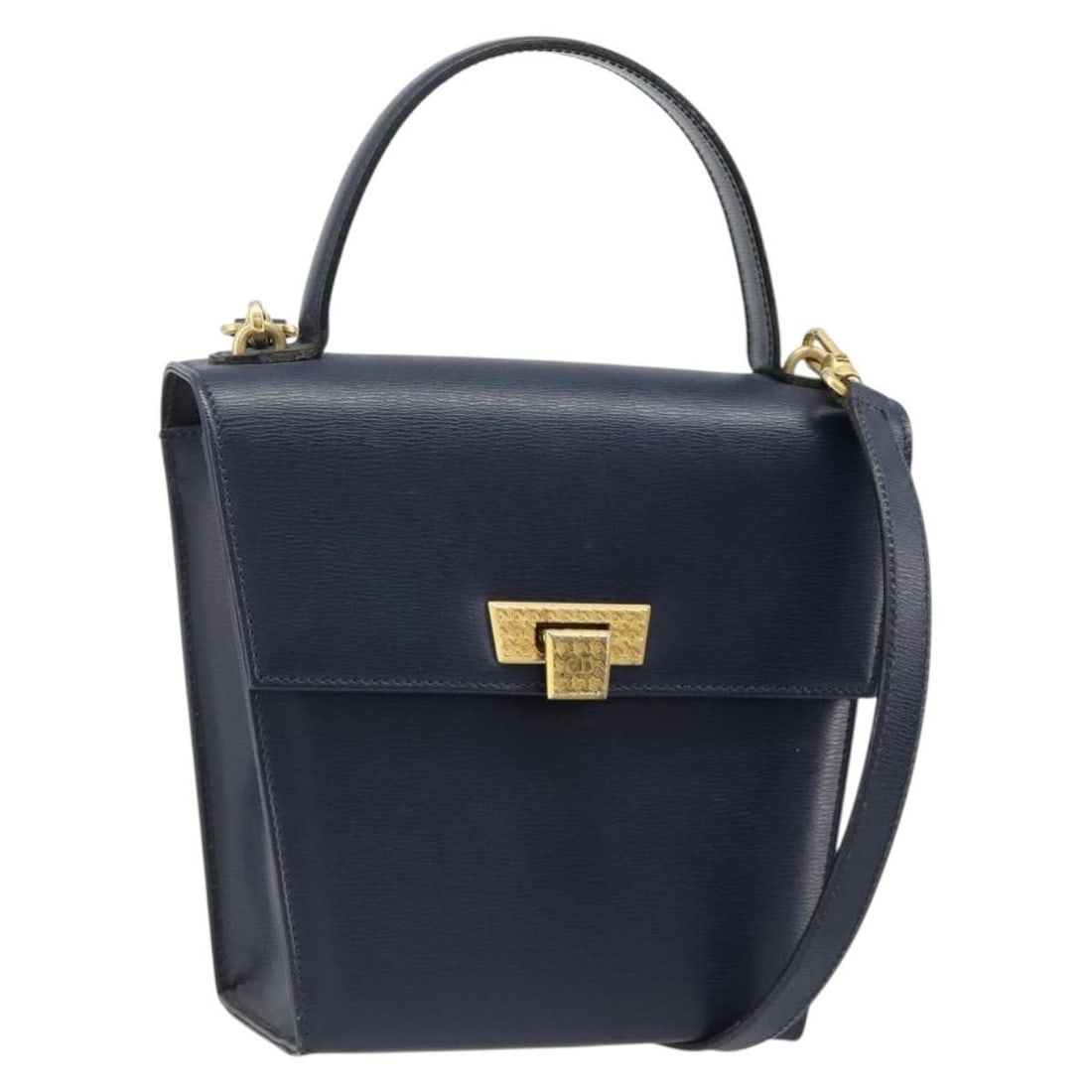 Christian Dior Blue Leather 2way Shoulder Bag with Strap: Christian Dior Blue Leather 2way Shoulder Bag with Strap Christian Dior 2-way shoulder bag in blue and gold leather, made in Italy. It comes with a shoulder strap and features a flap base with a crack