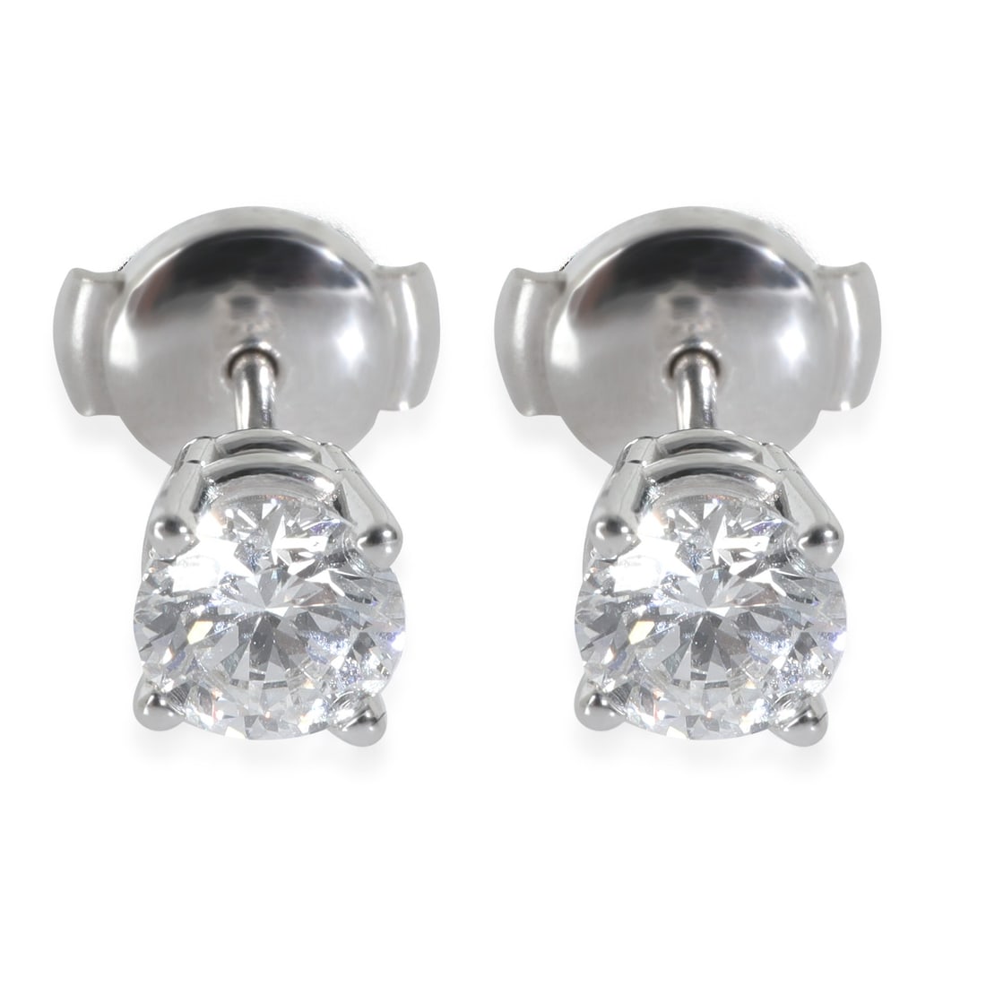 Lab-Grown Diamond Earrings 1.00 Ctw in 18K White Gold: Lab-Grown Diamond Earrings 1.00 Ctw in 18K White Gold These exquisite lab-grown diamond earrings are crafted from 18K white gold, featuring a stunning round brilliant shape. Each earring showcases a t
