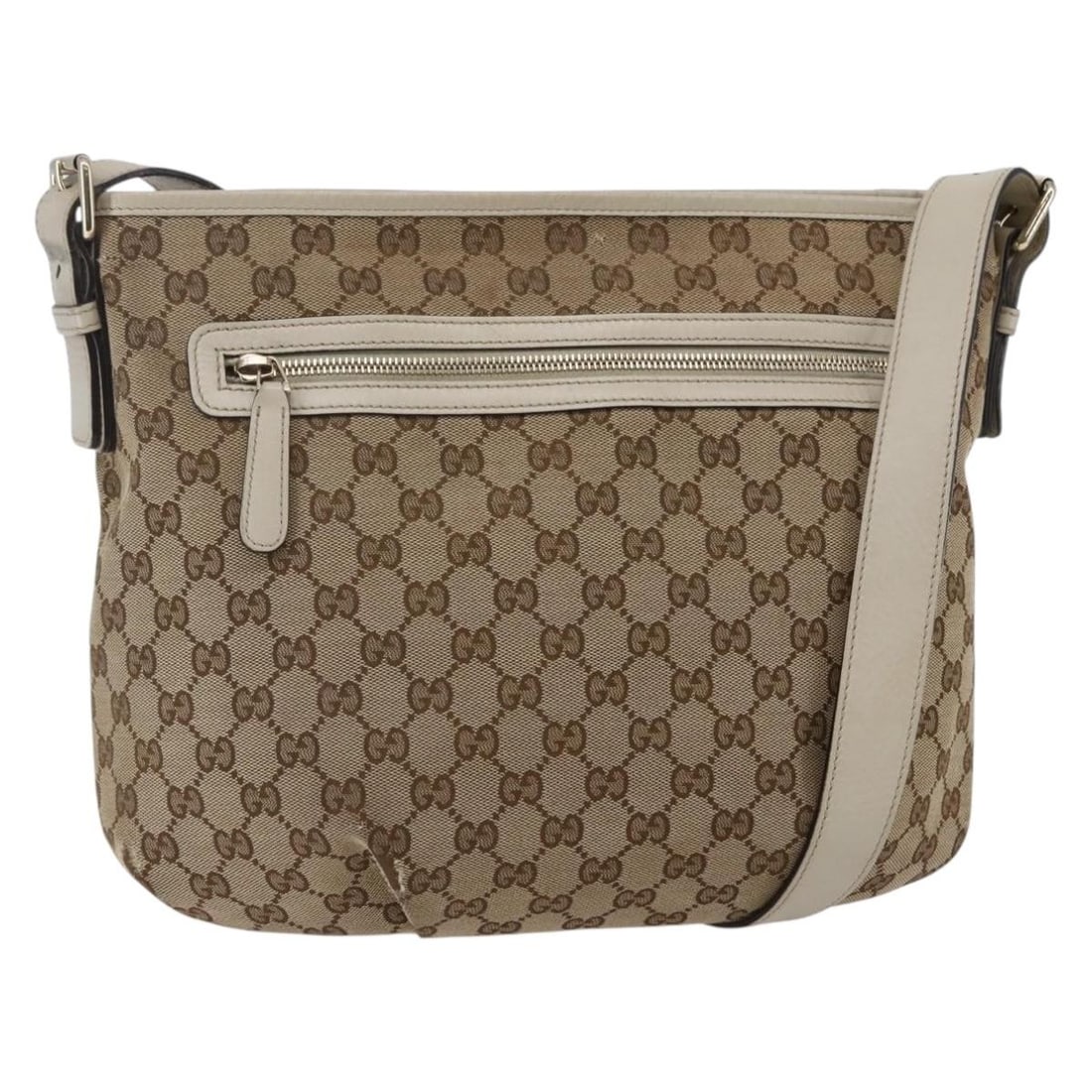 GUCCI GG Canvas Beige Shoulder Bag Made in Italy: GUCCI GG Canvas Beige Shoulder Bag Made in Italy This authentic GUCCI GG Canvas Shoulder Bag showcases elegance with its classic beige canvas exterior. Crafted in Italy, this shoulder bag features a s