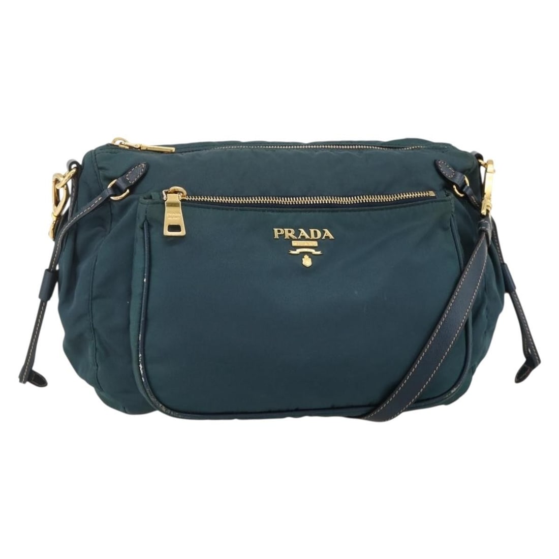PRADA Green Gold Nylon Shoulder Bag Italy (1 of 18)