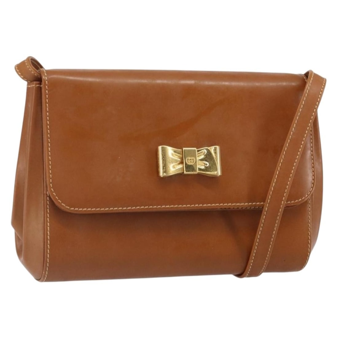 Gucci Brown Gold Leather Shoulder Bag Italy 7.1 x 4.7 x 2.0: Gucci Brown Gold Leather Shoulder Bag Italy 7.1 x 4.7 x 2.0 This Gucci shoulder bag is crafted from brown leather with gold-tone accents. Designed for women, it features a compact silhouette with an a