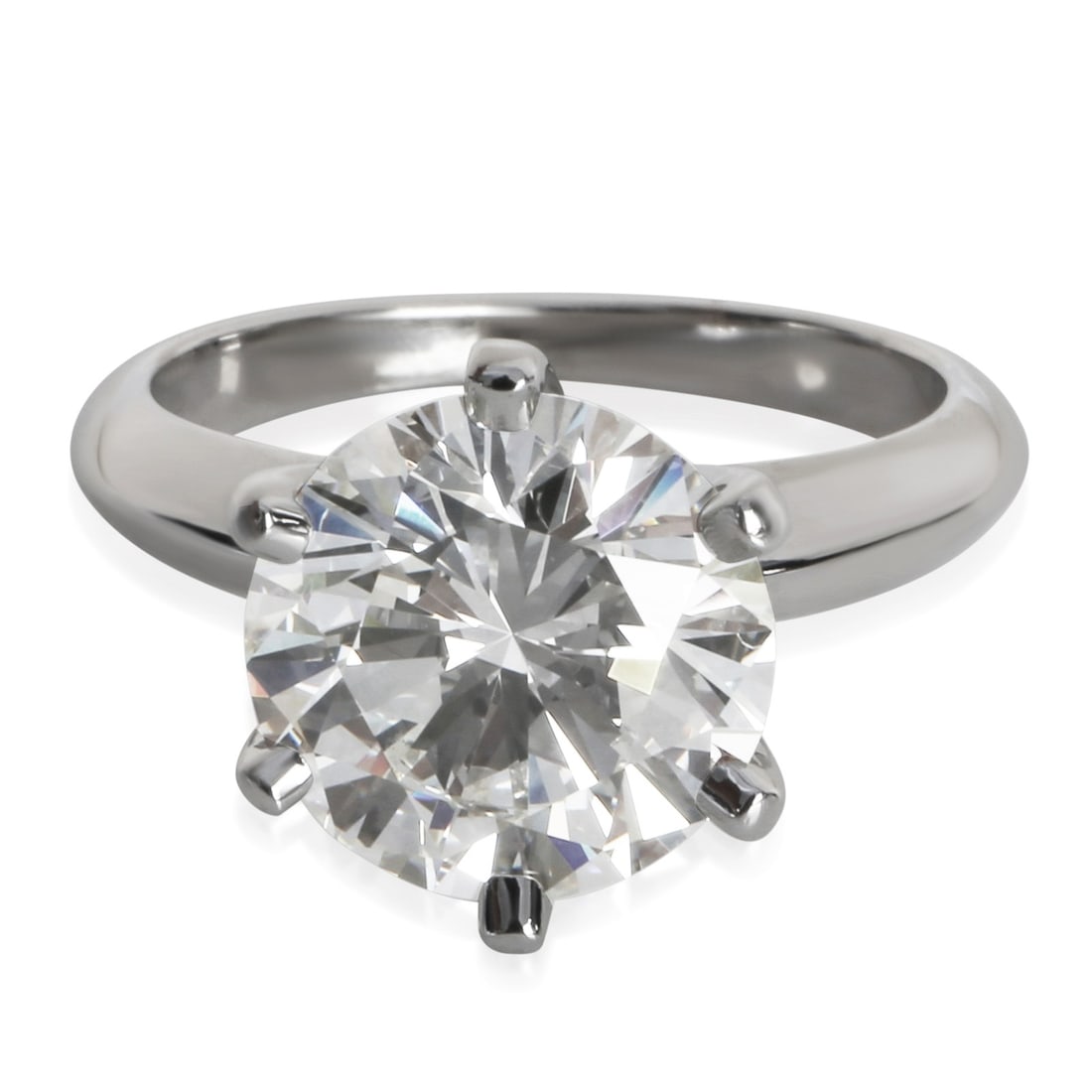 Tiffany & Co. Platinum 3.56 ct Round Diamond Engagement Ring: Tiffany & Co. Platinum 3.56 ct Round Diamond Engagement Ring This pre-owned Tiffany & Co. engagement ring features a 3.56 carat round brilliant diamond set in platinum. The diamond is graded VS1 for c