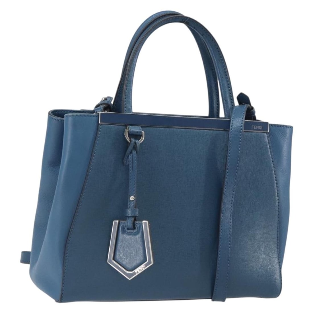 Fendi To Joule Blue Leather Convertible Shoulder and Handbag with Gold Accents: Fendi To Joule Blue Leather Convertible Shoulder and Handbag with Gold Accents This FENDI To Joule handbag offers both handheld and shoulder carry options with its two-way design. Crafted from blue an
